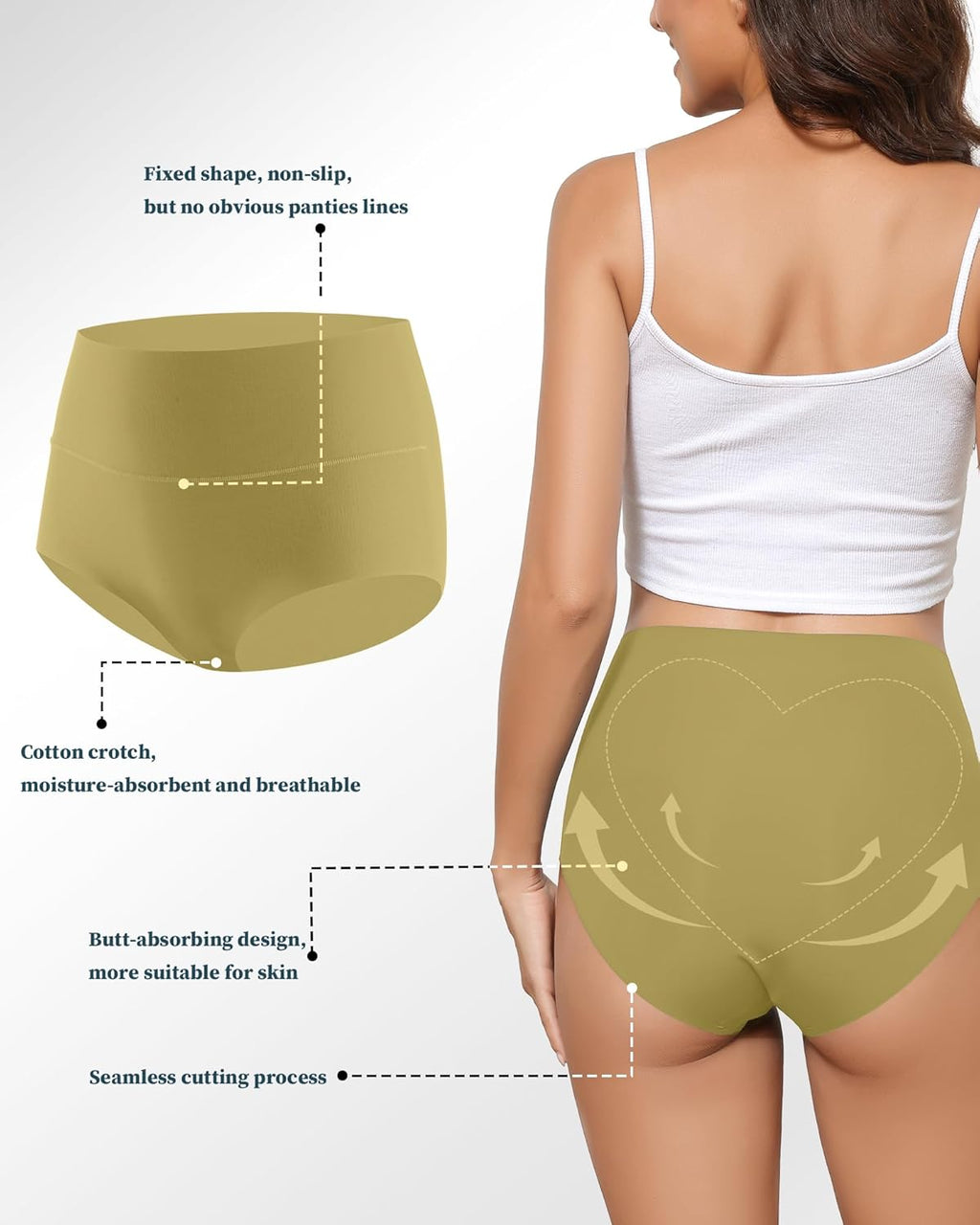 Women's High Waist Seamless Underwear Full Coverage Brief No Show Panties Sexy Comfortable Pantie Multi Pack L-8XL