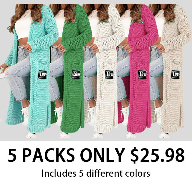 Women's Knitted Casual Long Cardigan