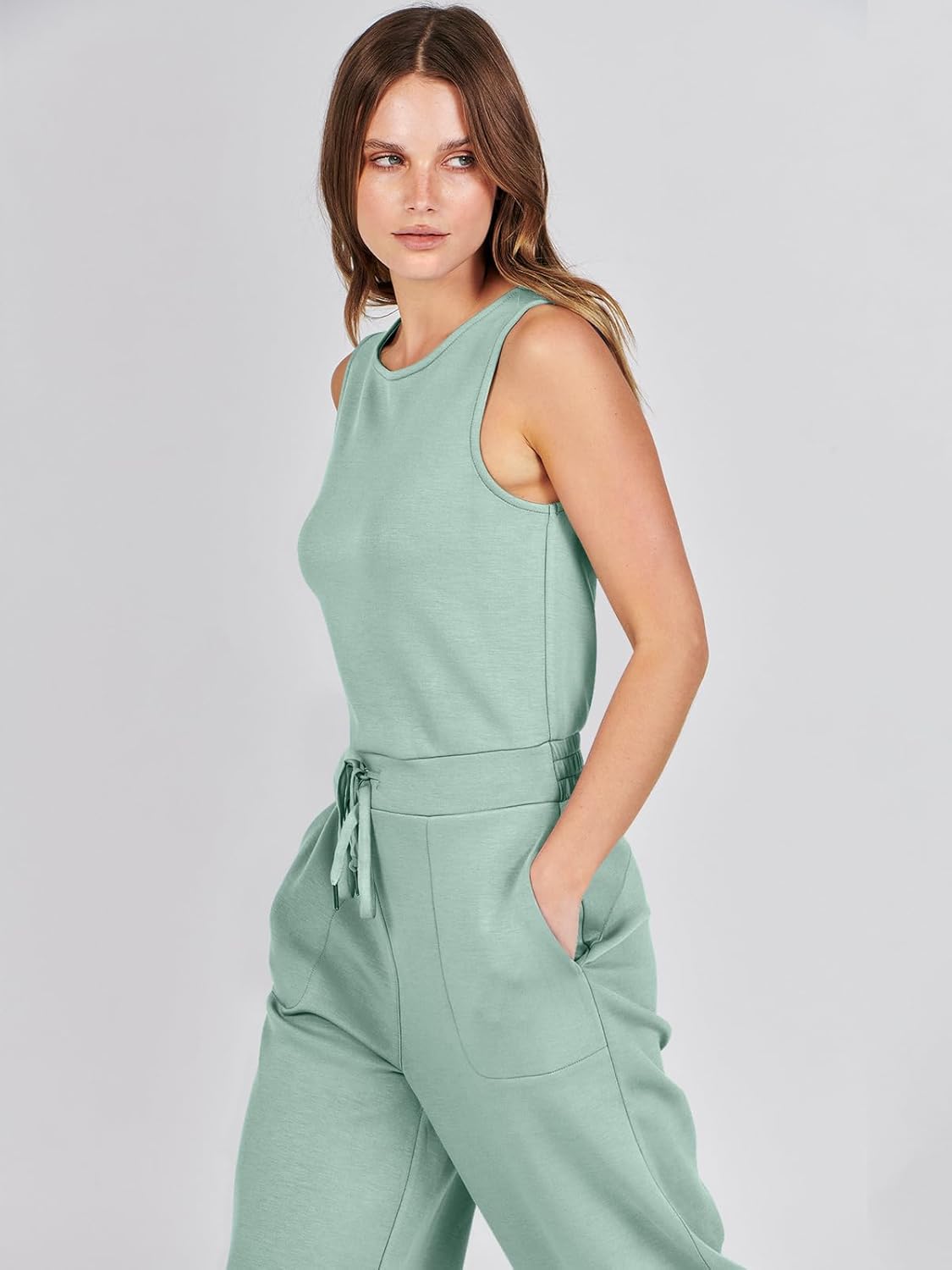 Womens Jumpsuits 2025 Casual Summer Dressy Romper Sleeveless Wide Leg Long Pants Outfits Fashion Travel Clothes