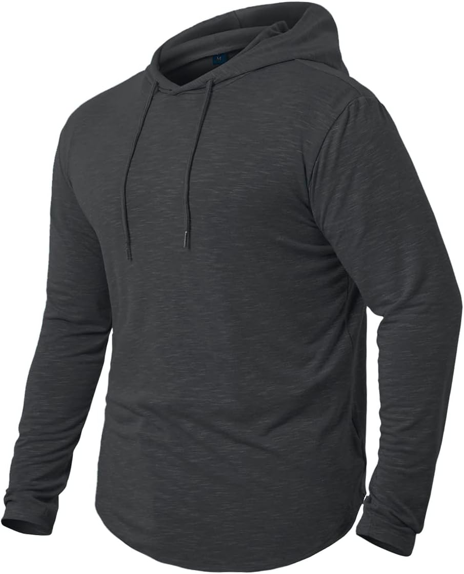 MANSDOUR Men's Athletic Hooded Shirts Long Sleeve Workout Sport Hoodie Casual Running T Shirt Quick Dry Pullover Top