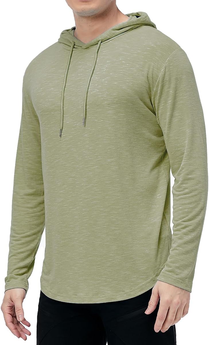 MANSDOUR Men's Athletic Hooded Shirts Long Sleeve Workout Sport Hoodie Casual Running T Shirt Quick Dry Pullover Top