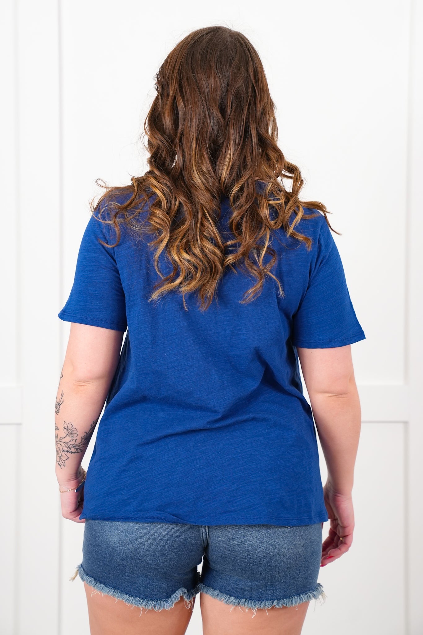 Door Buster! Plus/Reg Basic Cotton Short Sleeve V Neck Top (Multiple Colors)