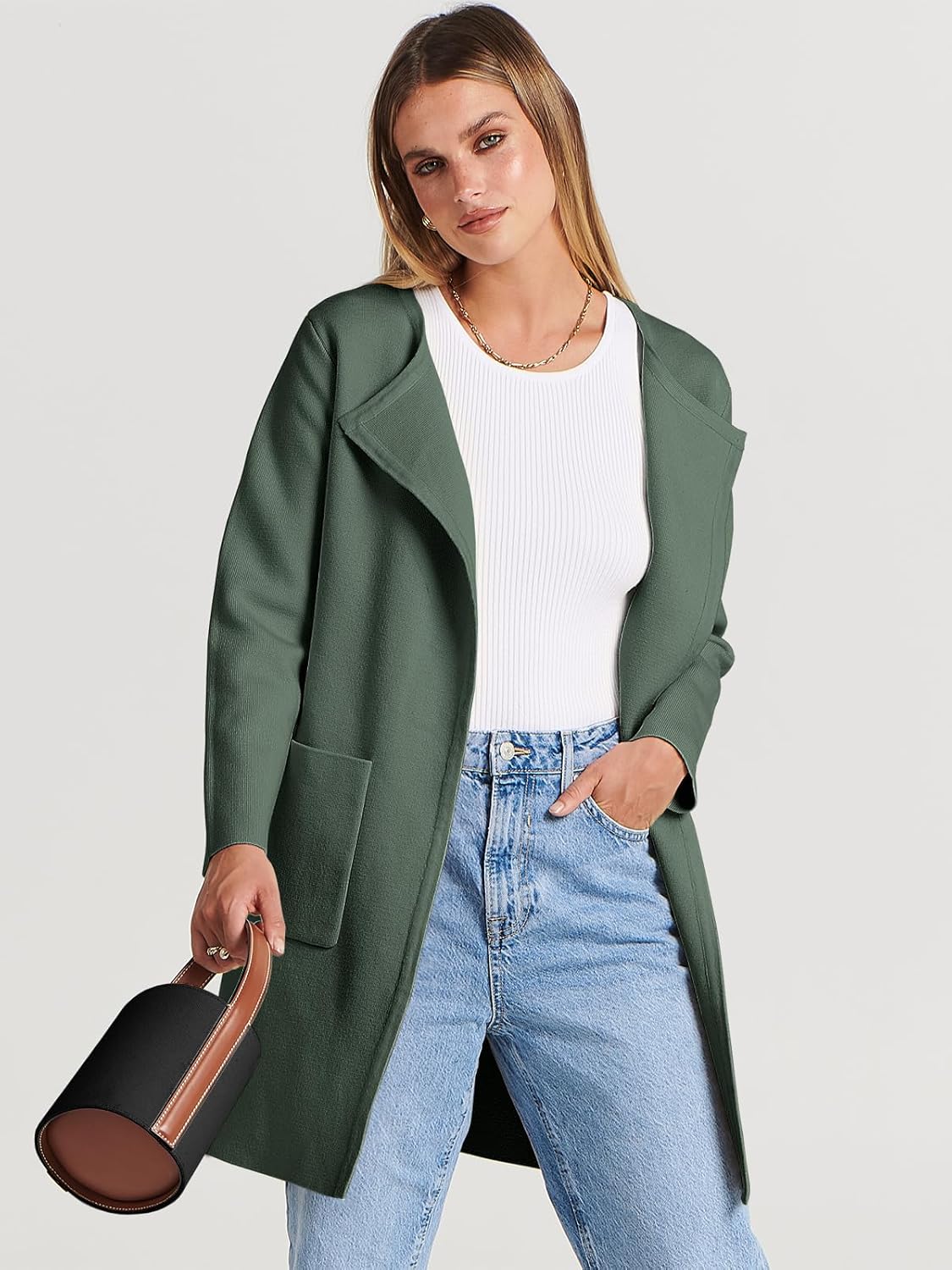 Women's Open Front Knit Lightweight Cardigan Casual Long Coatigan Sweater Lady Jacket Coat 2025 Fall Outerwear