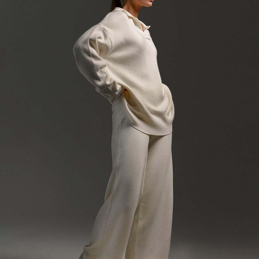 Knit Top and Wide Leg Pants 2 Piece Set