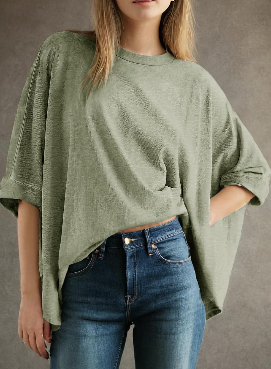Dokotoo Summer Shirts 2025 Womens Solid T Shirts for Women Loose Oversized Tops Basic Tee