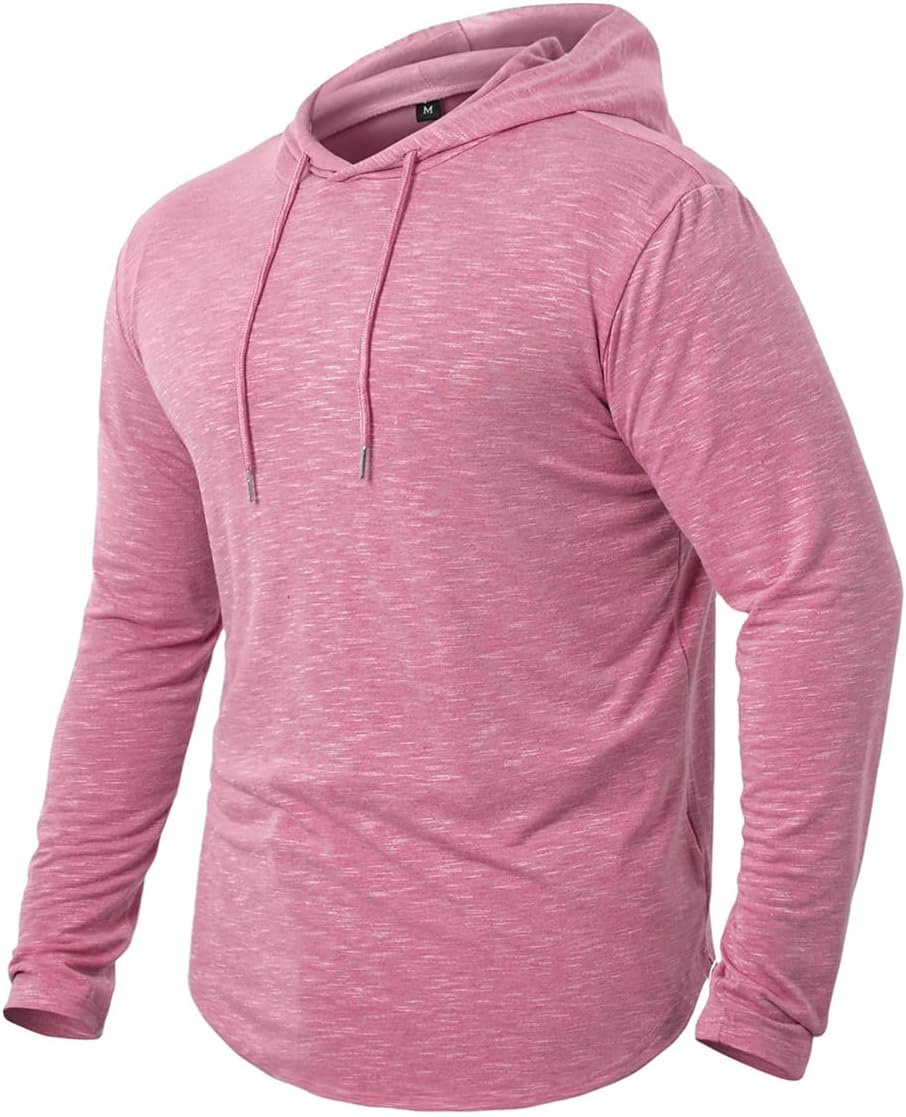 MANSDOUR Men's Athletic Hooded Shirts Long Sleeve Workout Sport Hoodie Casual Running T Shirt Quick Dry Pullover Top