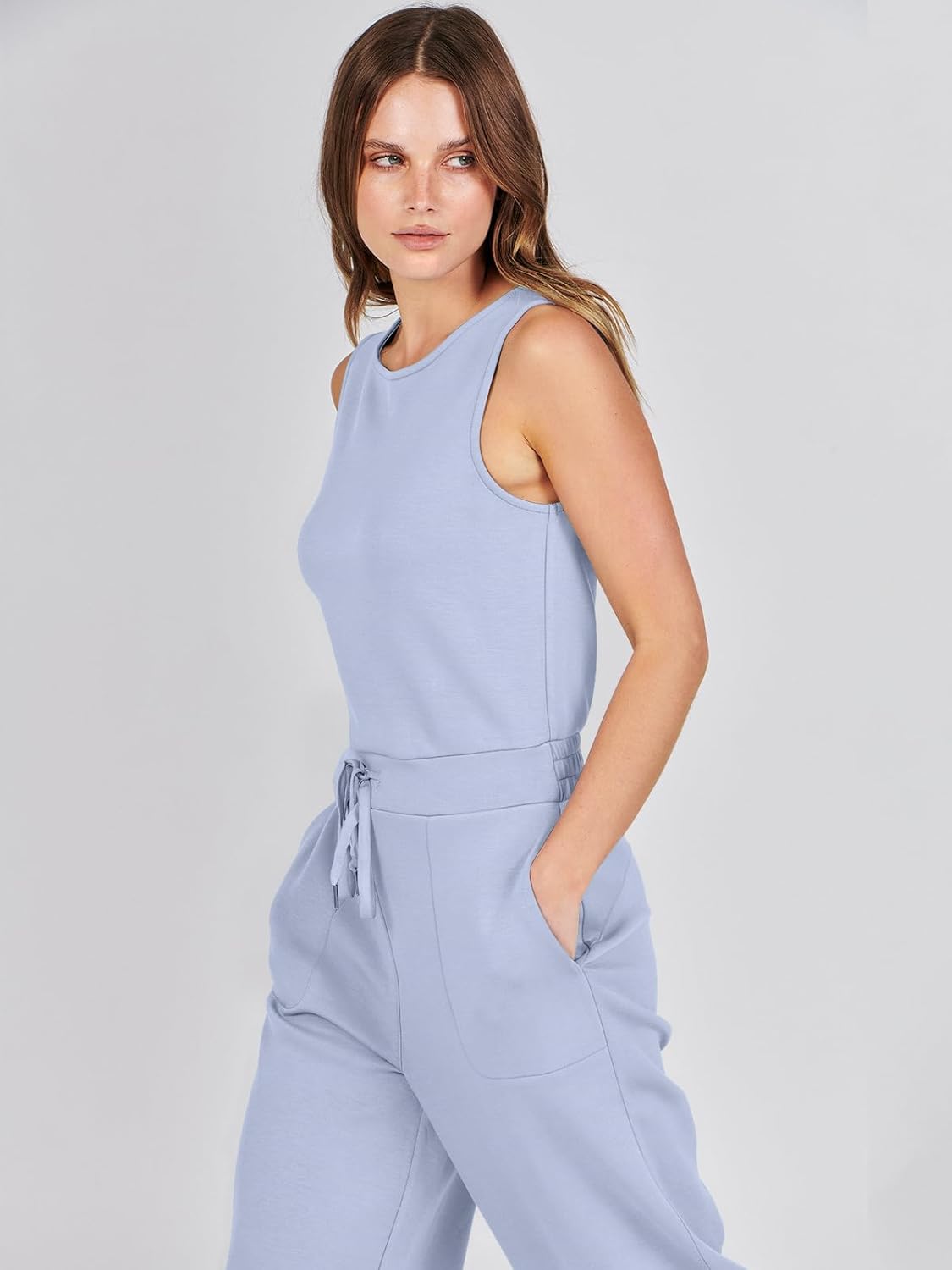 Womens Jumpsuits 2025 Casual Summer Dressy Romper Sleeveless Wide Leg Long Pants Outfits Fashion Travel Clothes