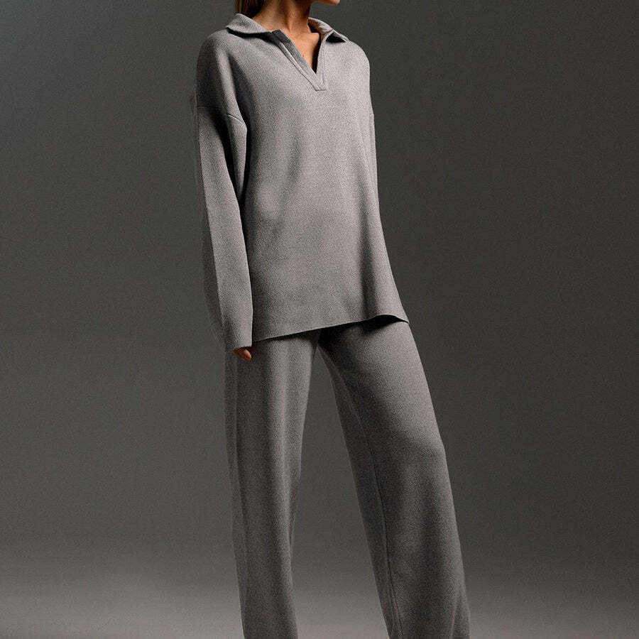 Knit Top and Wide Leg Pants 2 Piece Set
