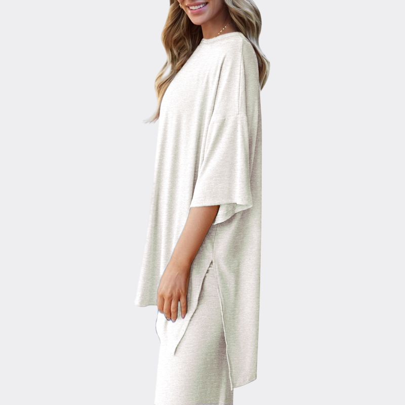 Women's 2 Piece Outfits Casual Short Sleeve Pullover Tops and Wide Leg Pants Lounge Sets Tracksuits