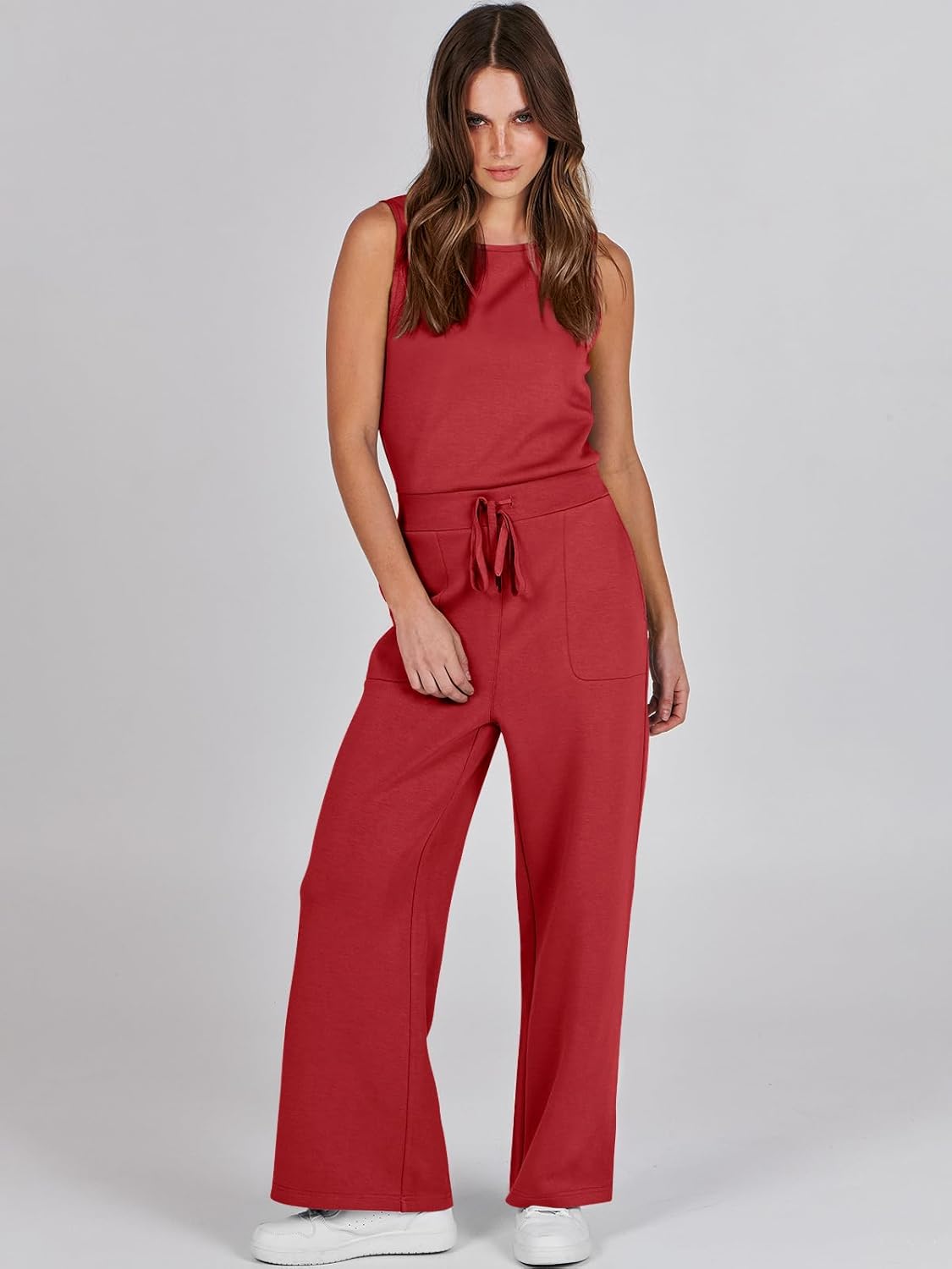 Womens Jumpsuits 2025 Casual Summer Dressy Romper Sleeveless Wide Leg Long Pants Outfits Fashion Travel Clothes