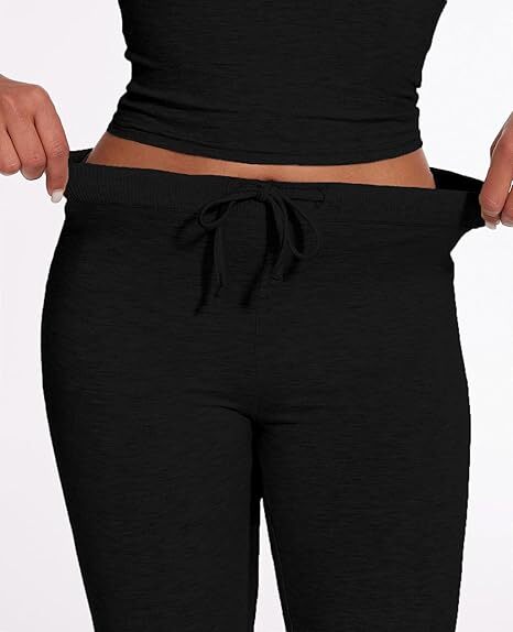Women's 2 Piece Lounge Sets Fold-over Flare Pants Set Long Sleeve Crop