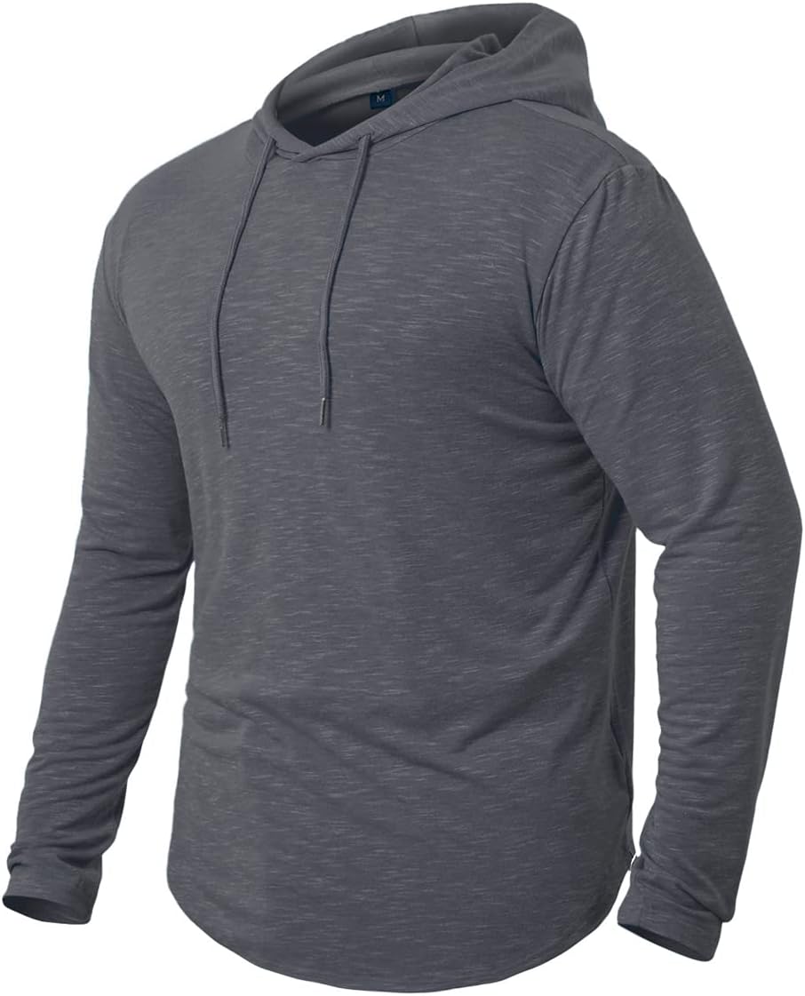 MANSDOUR Men's Athletic Hooded Shirts Long Sleeve Workout Sport Hoodie Casual Running T Shirt Quick Dry Pullover Top