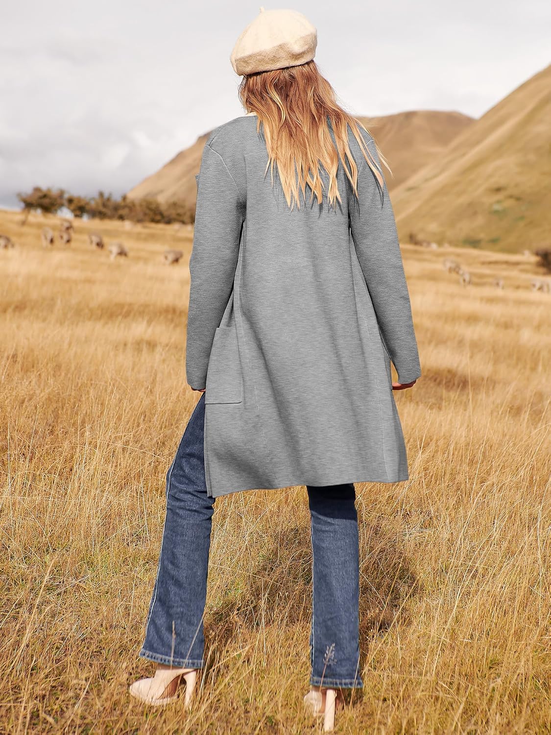 Women's Open Front Knit Lightweight Cardigan Casual Long Coatigan Sweater Lady Jacket Coat 2024 Fall Outerwear