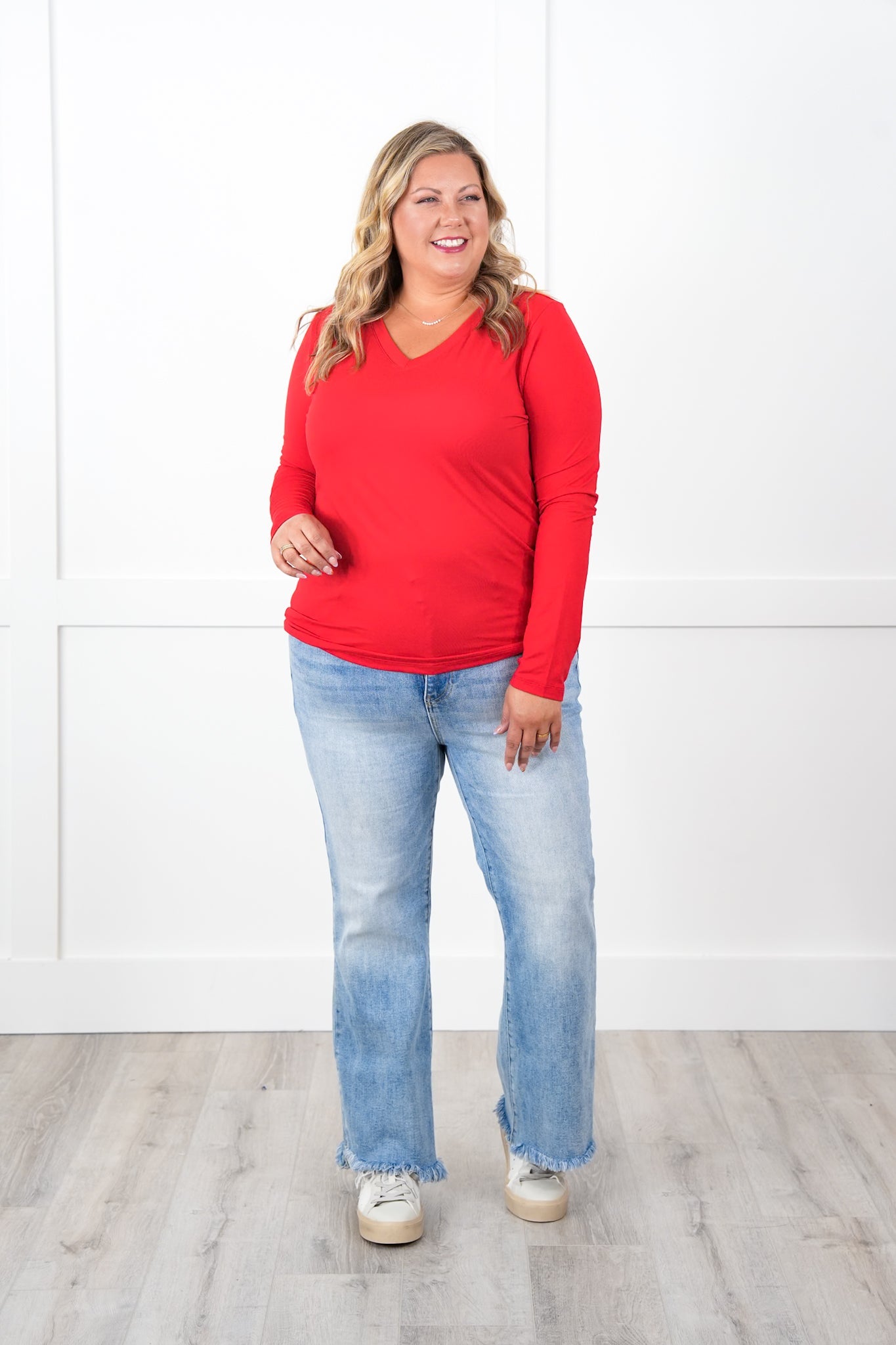 Microfiber Long Sleeve V-Neck Tee (Multiple Colors)
