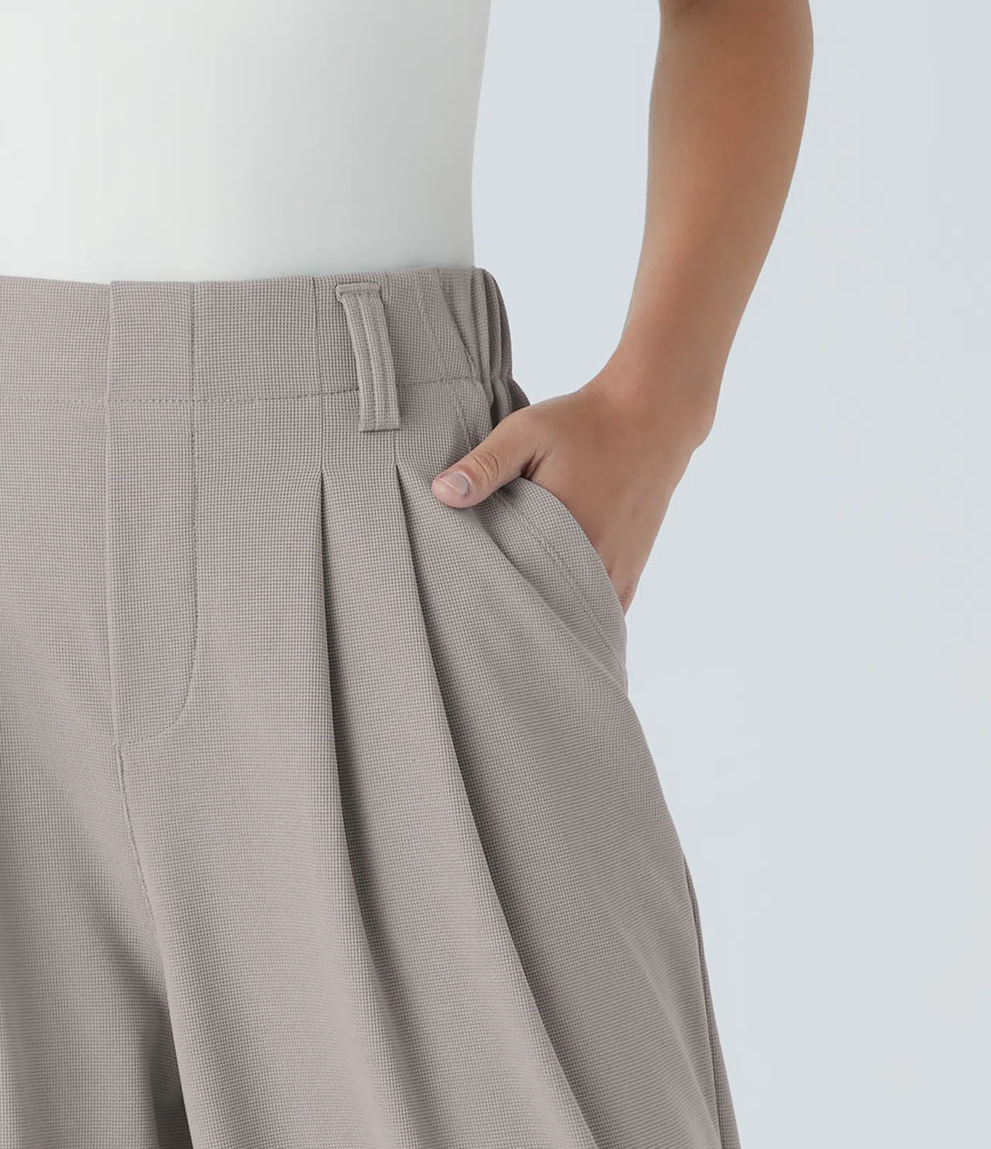 High Waisted Side Pocket Wide Leg Waffle Work Pants