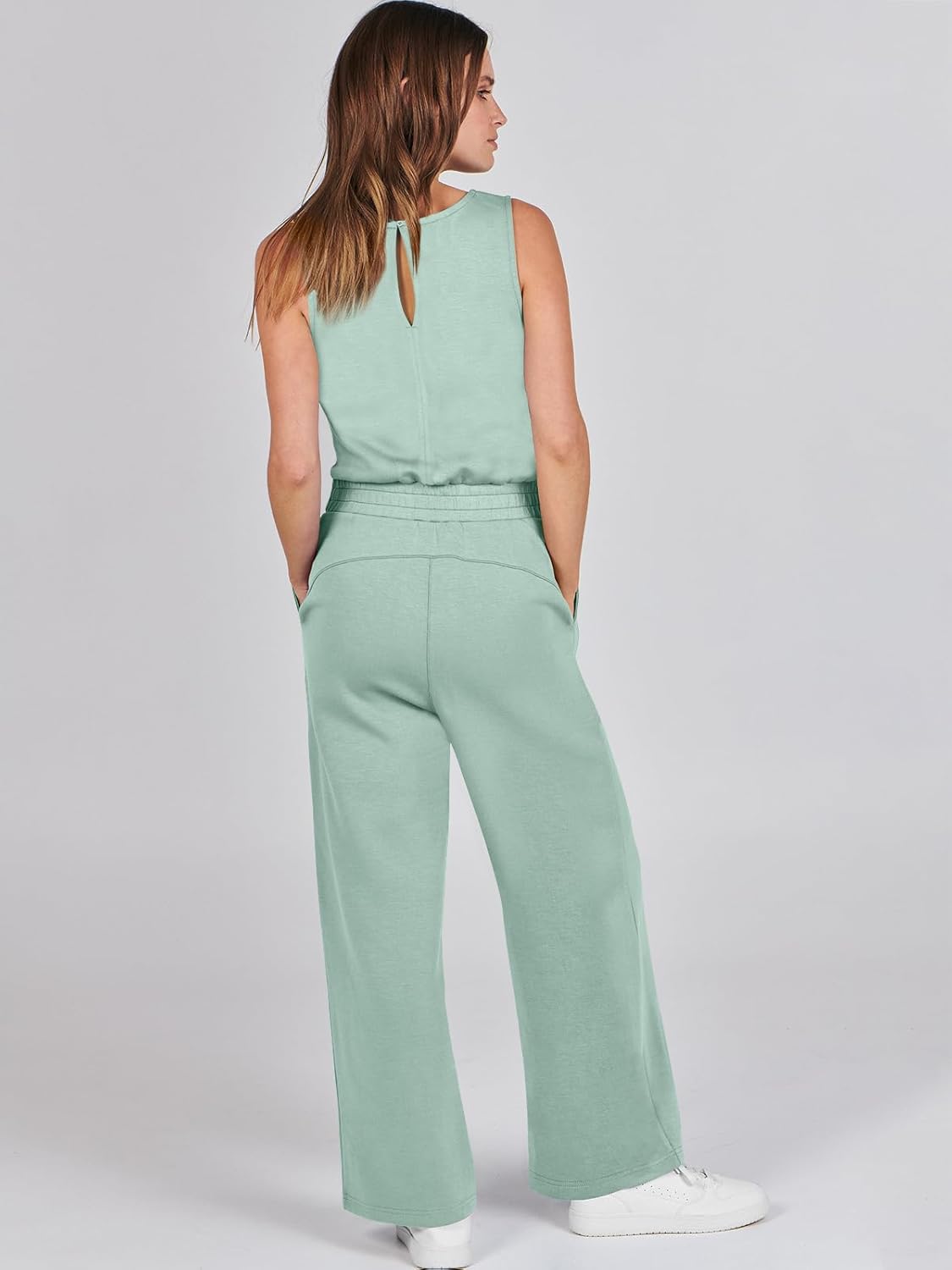 Womens Jumpsuits 2025 Casual Summer Dressy Romper Sleeveless Wide Leg Long Pants Outfits Fashion Travel Clothes