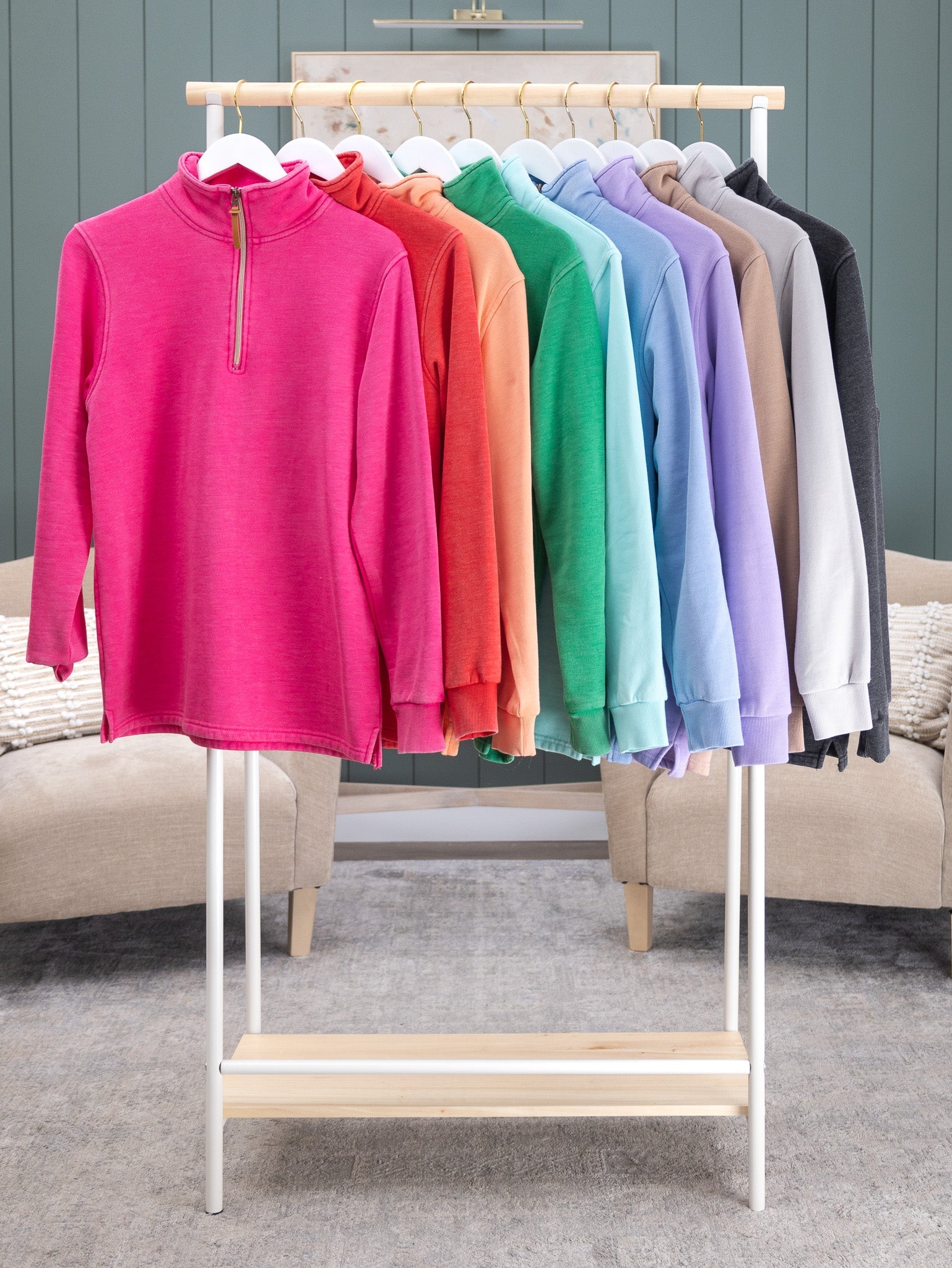 1/4 Zip "Lived - In" Garment Washed Pullover by DD Design | S-5XL