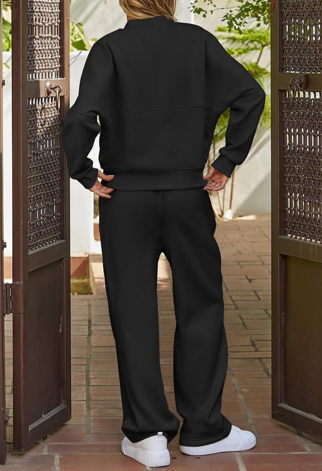 Christmas Deals Women's Fall 2 Piece Sweatsuits Set Long Sleeve Zip Up Sweatshirt Wide Leg Sweatpants Lounge Sets