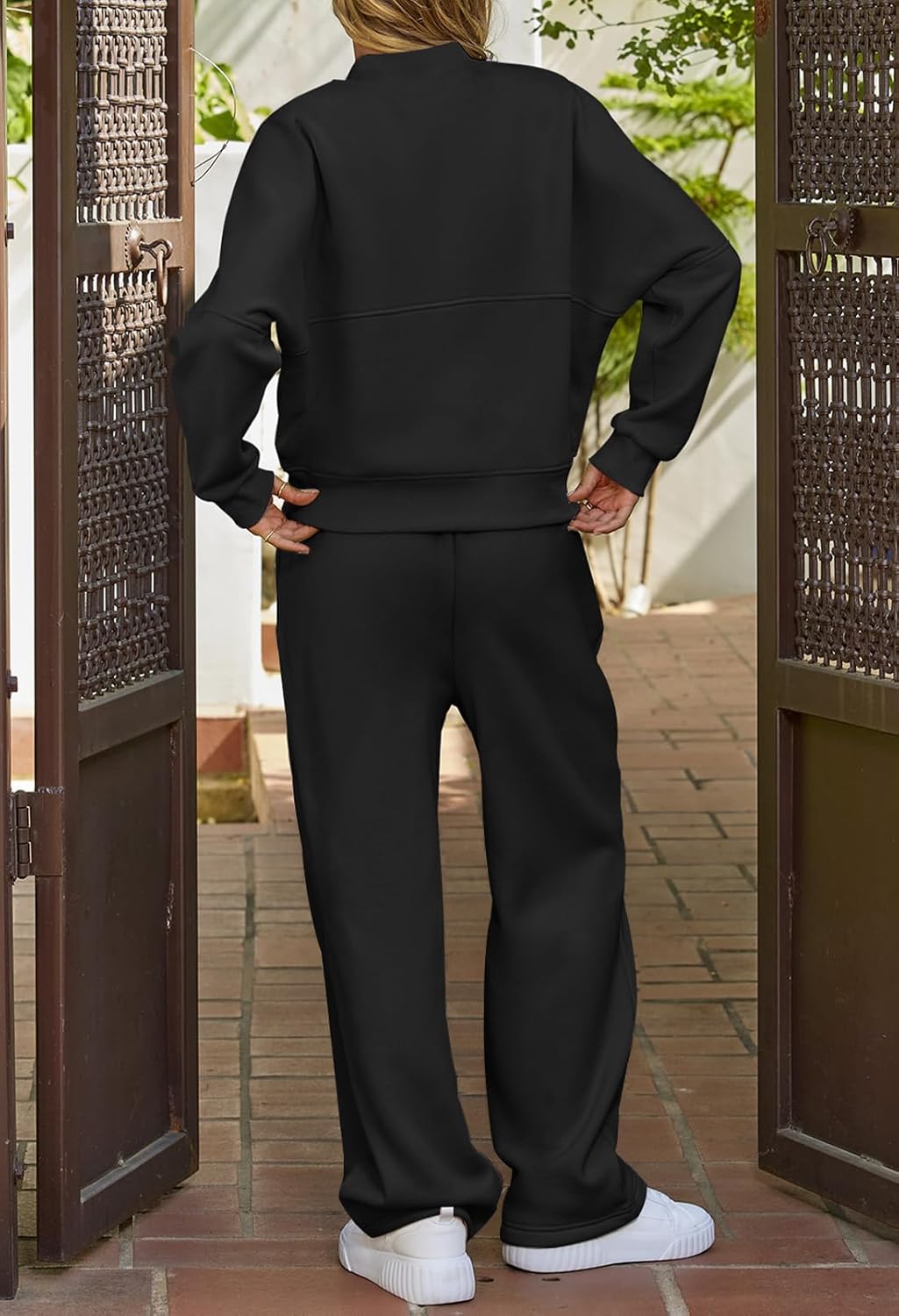 Christmas Deals Women's Fall 2 Piece Sweatsuits Set Long Sleeve Zip Up Sweatshirt Wide Leg Sweatpants Lounge Sets