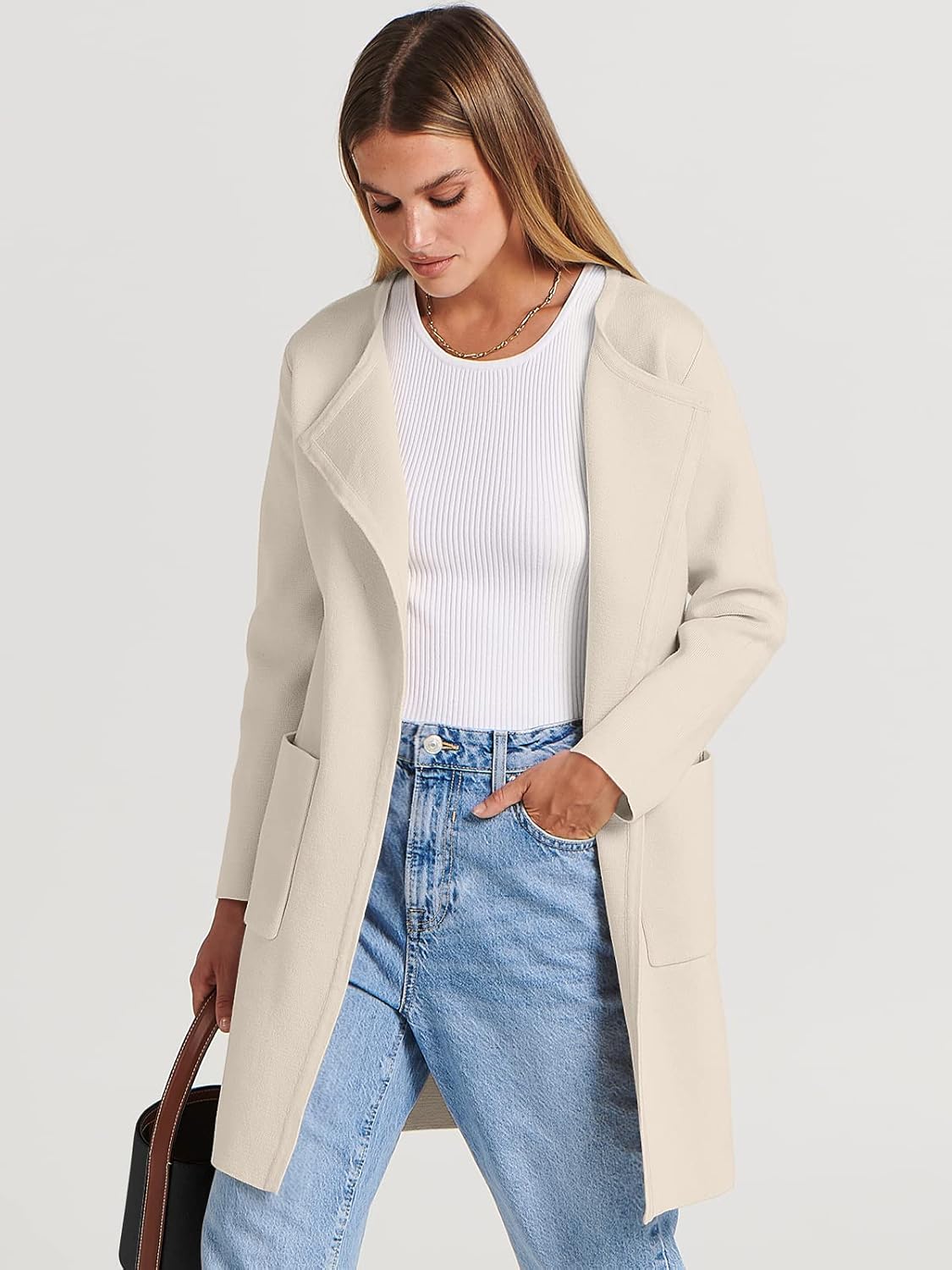 Women's Open Front Knit Lightweight Cardigan Casual Long Coatigan Sweater Lady Jacket Coat 2025 Fall Outerwear