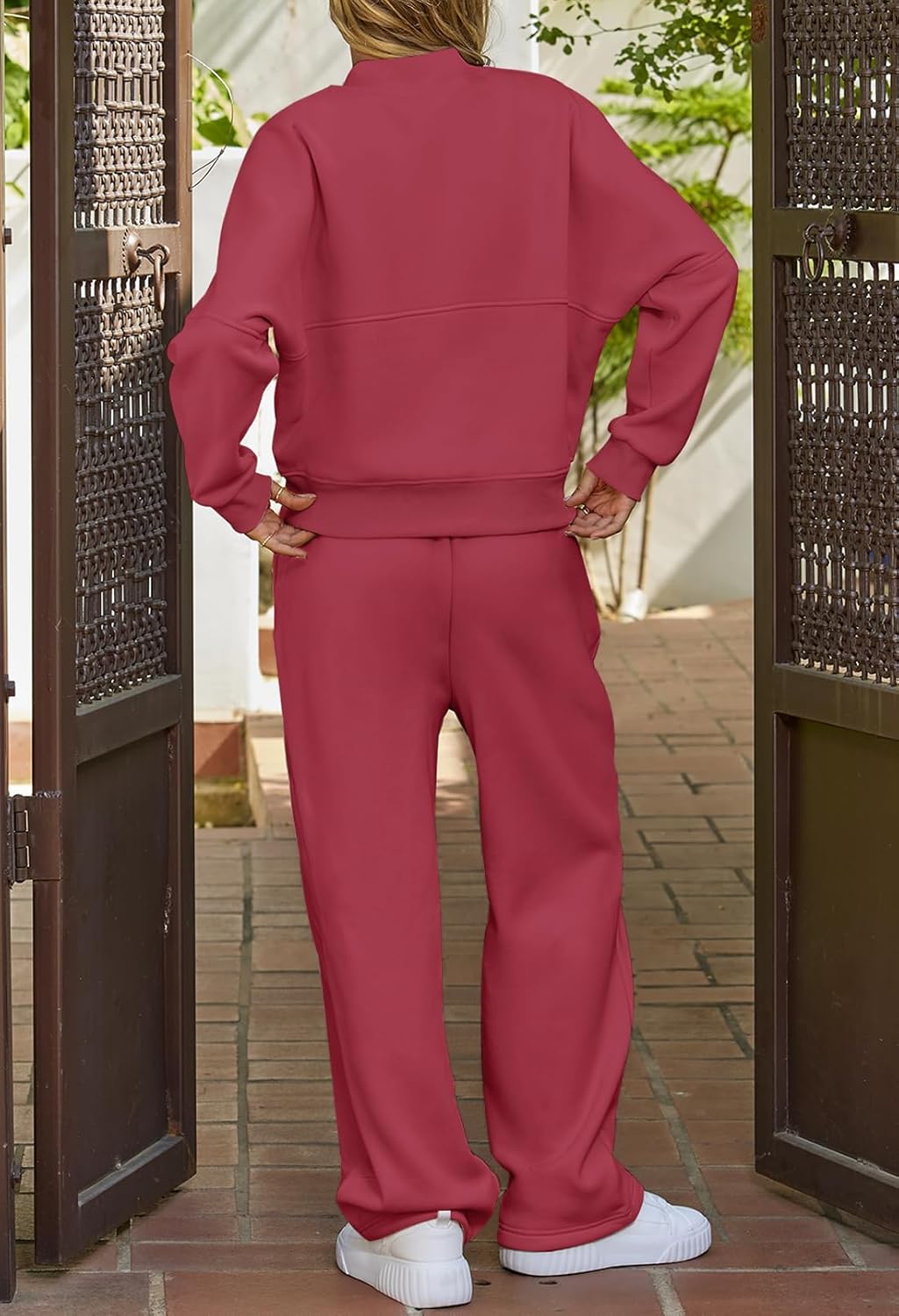 Christmas Deals Women's Fall 2 Piece Sweatsuits Set Long Sleeve Zip Up Sweatshirt Wide Leg Sweatpants Lounge Sets
