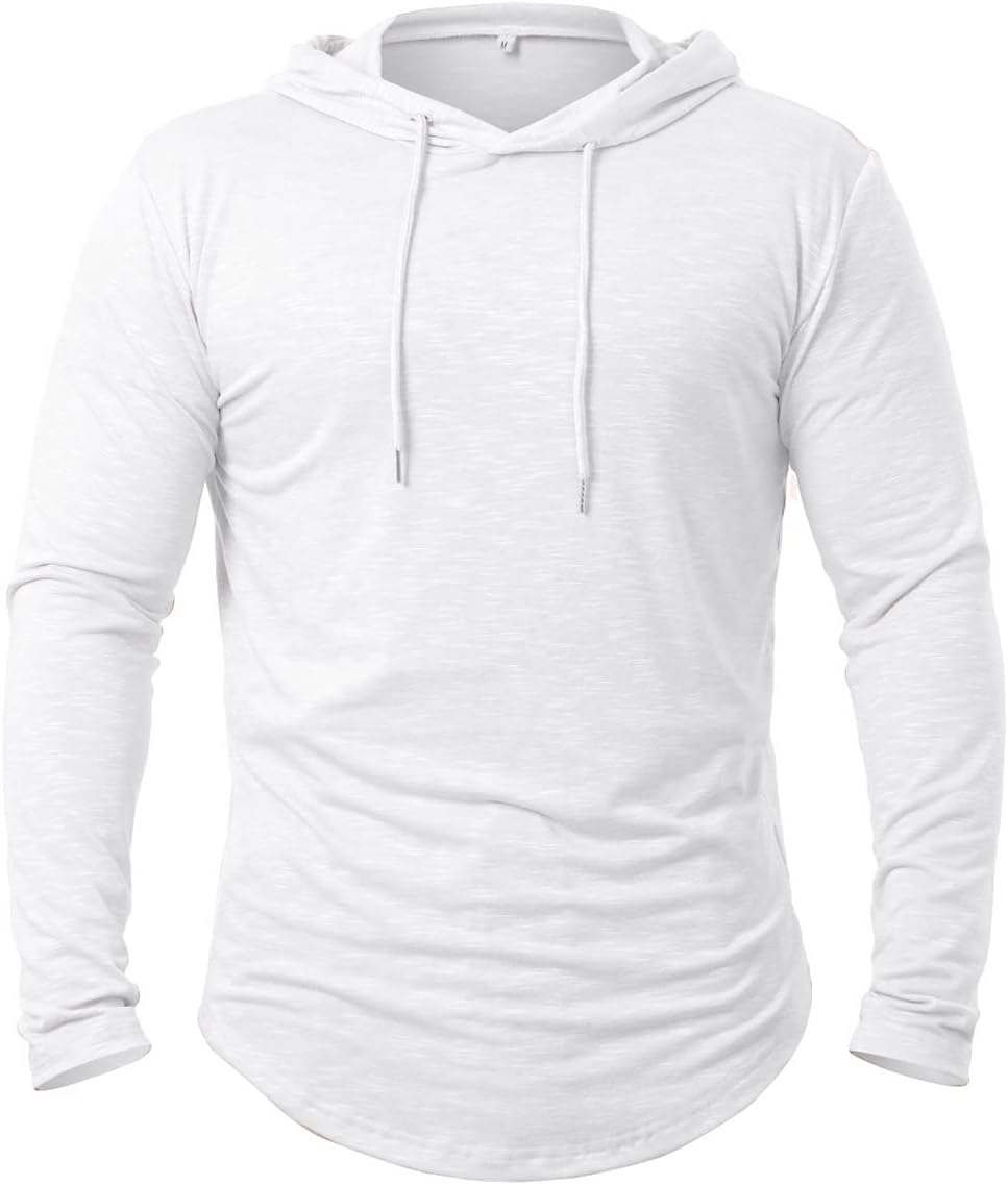 MANSDOUR Men's Athletic Hooded Shirts Long Sleeve Workout Sport Hoodie Casual Running T Shirt Quick Dry Pullover Top