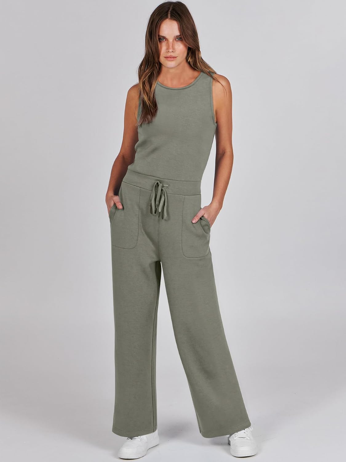 Womens Jumpsuits 2025 Casual Summer Dressy Romper Sleeveless Wide Leg Long Pants Outfits Fashion Travel Clothes
