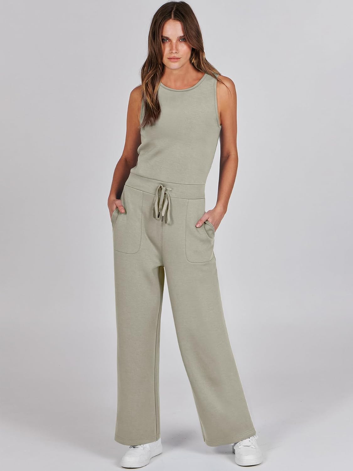 Womens Jumpsuits 2025 Casual Summer Dressy Romper Sleeveless Wide Leg Long Pants Outfits Fashion Travel Clothes