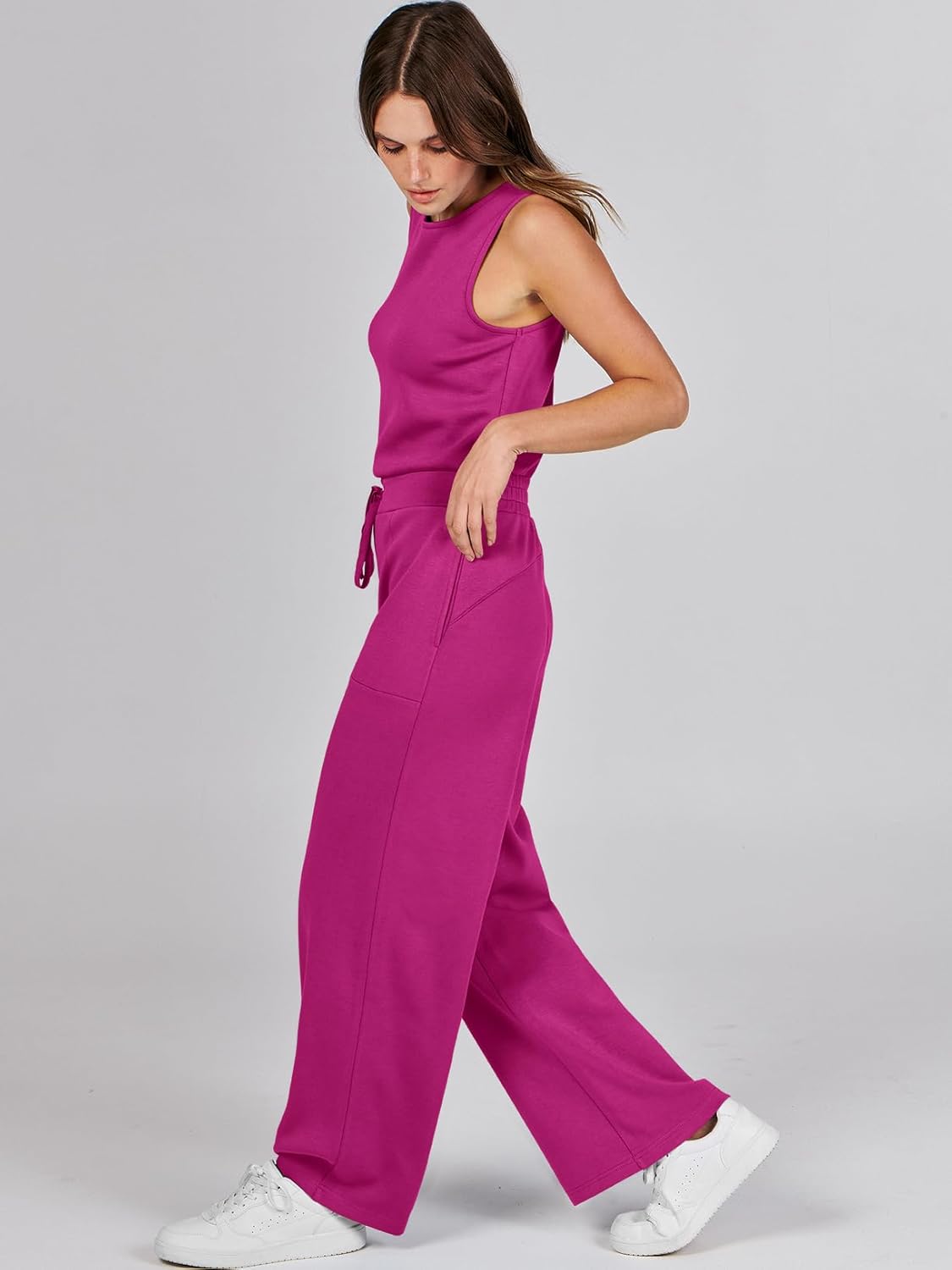 Womens Jumpsuits 2025 Casual Summer Dressy Romper Sleeveless Wide Leg Long Pants Outfits Fashion Travel Clothes