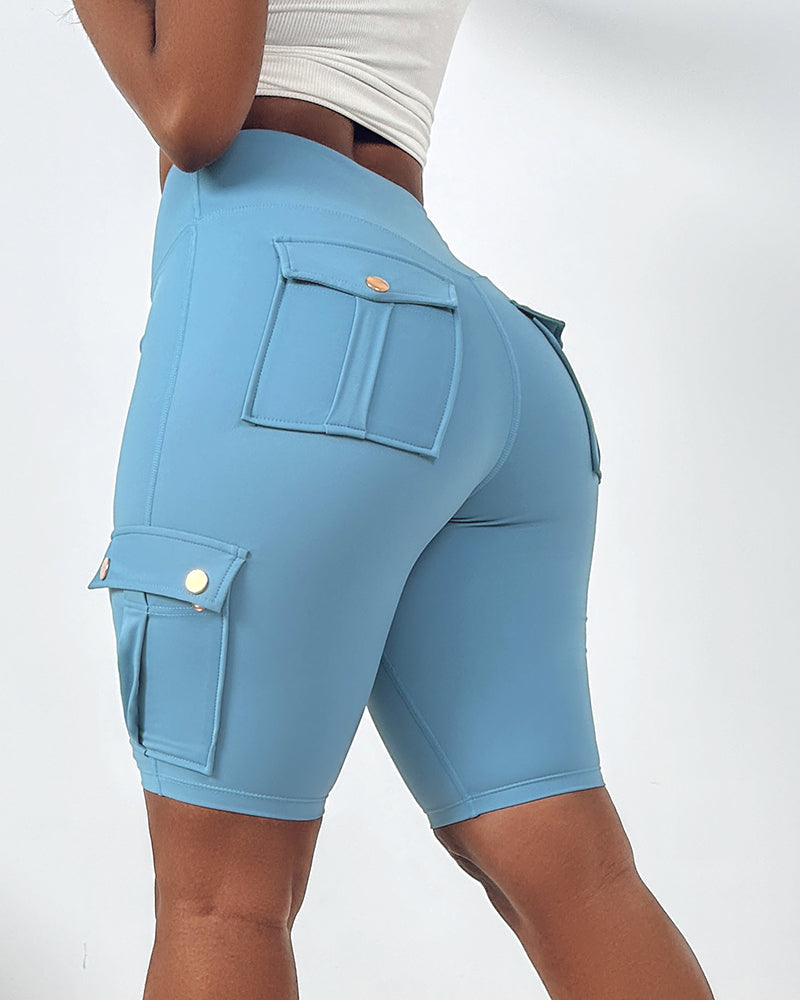 🔥High Waist Butt-Lift Biker Shorts with Pocket Flap 🔥