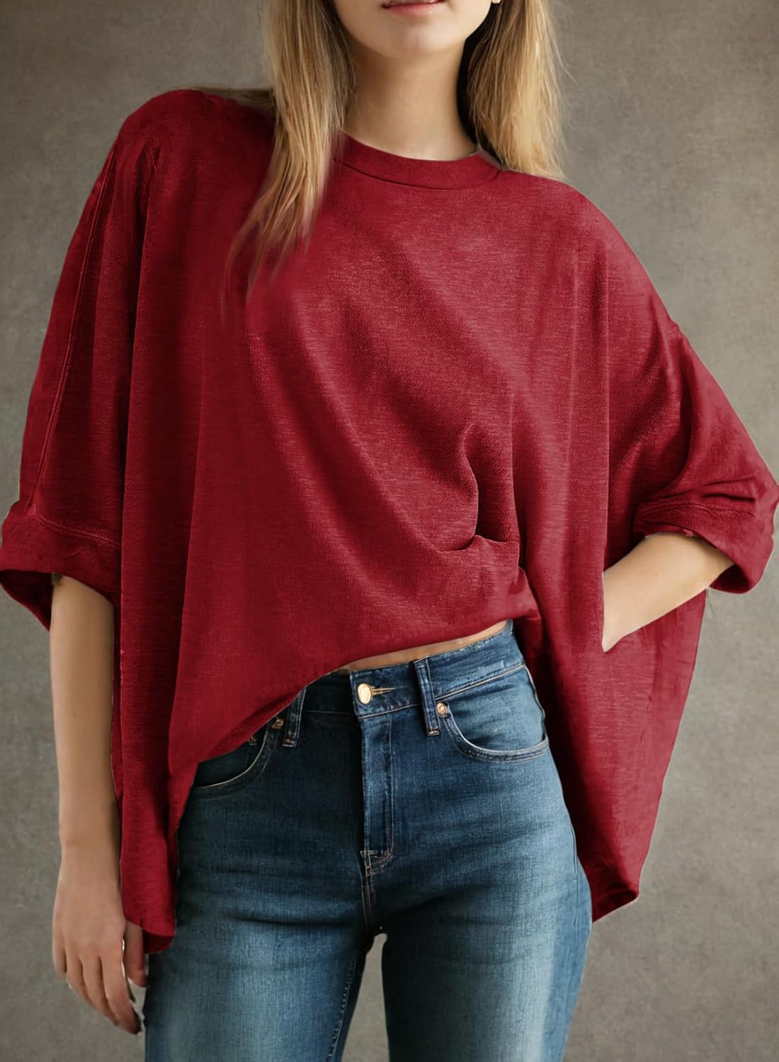 Dokotoo Summer Shirts 2025 Womens Solid T Shirts for Women Loose Oversized Tops Basic Tee