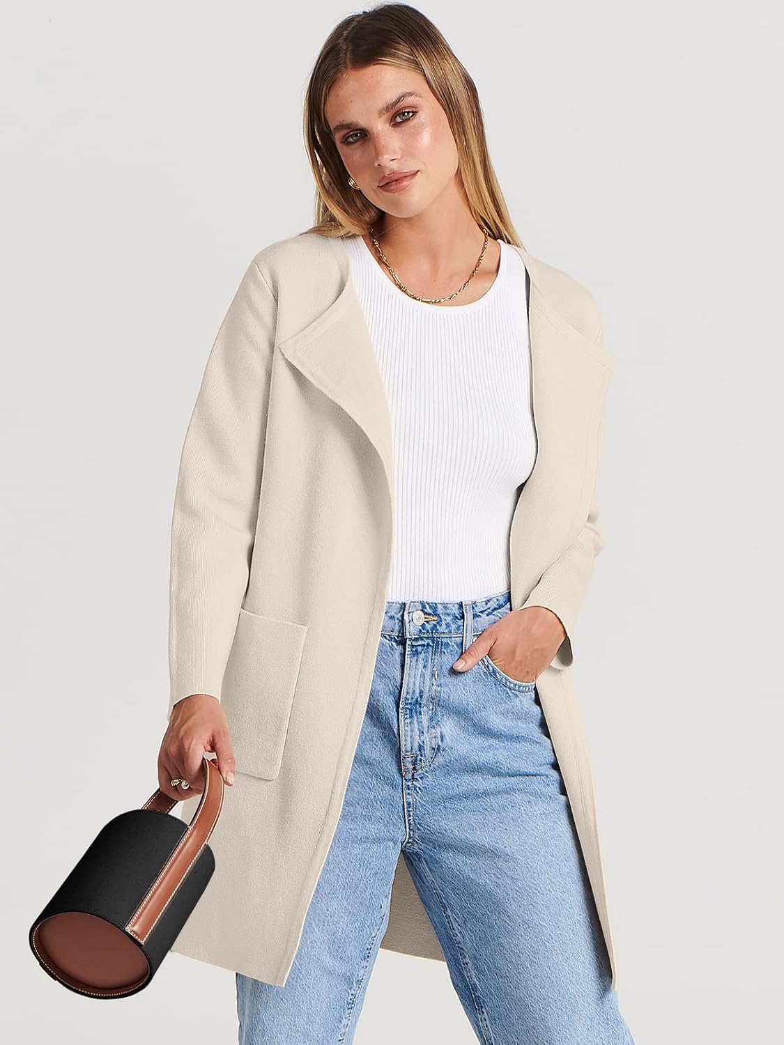 Women's Open Front Knit Lightweight Cardigan Casual Long Coatigan Sweater Lady Jacket Coat 2025 Fall Outerwear