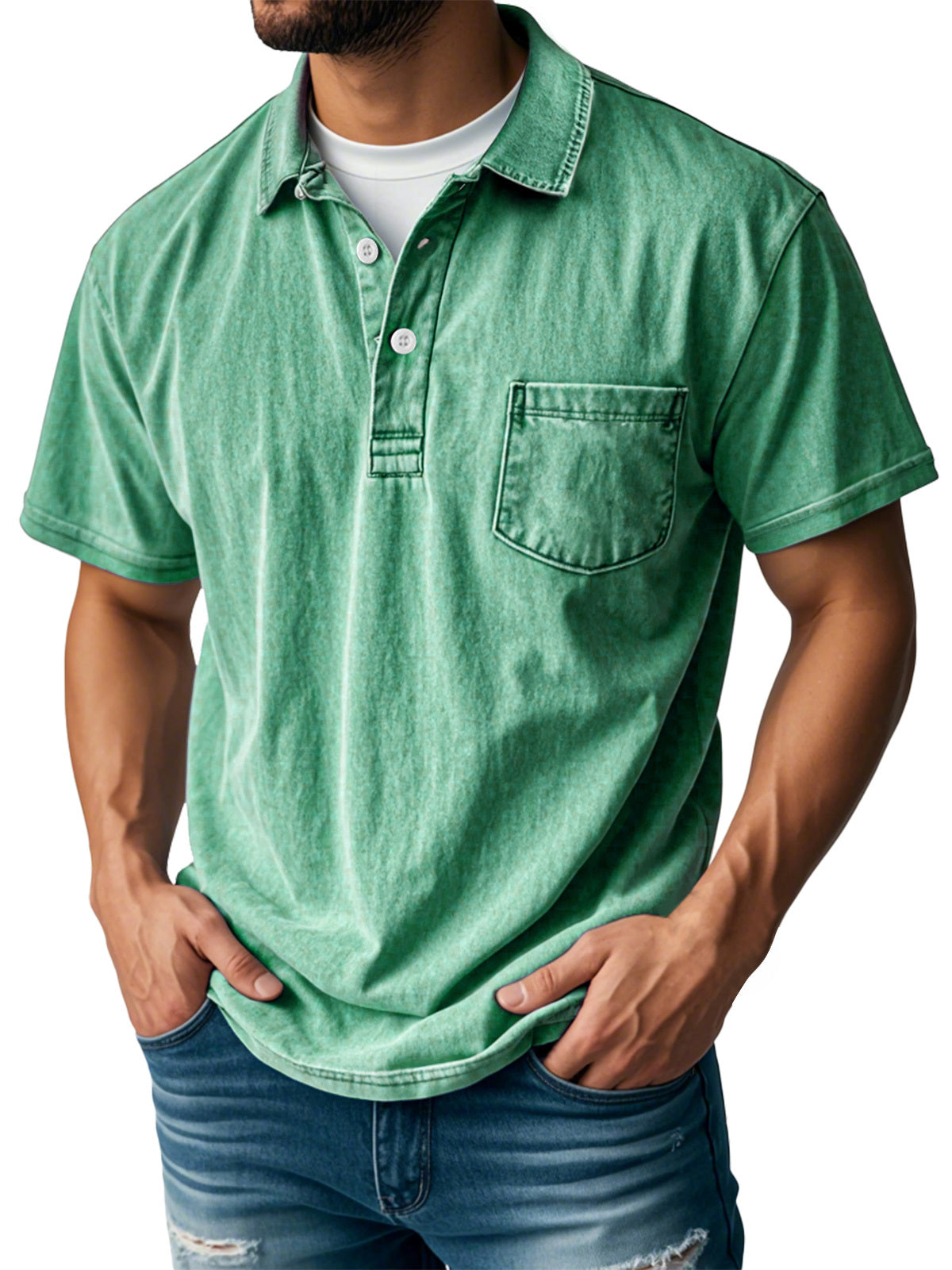 FINAL SALE⚡10 Packs for $32.94⚡ - Men's Retro Lapel Button Pocket Casual Short Sleeve POLO Shirt
