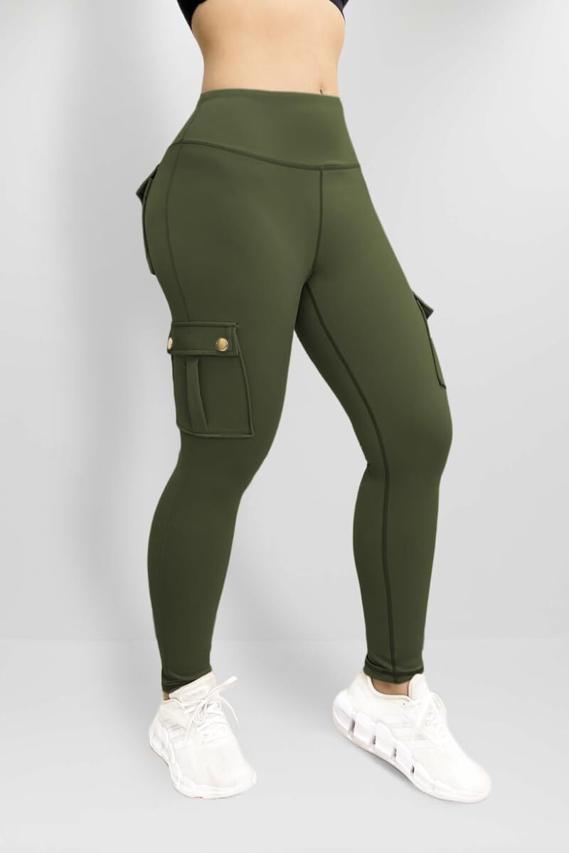 Cargo Leggings with Pockets for Women, Gym Workout Scrunch Butt Lifting Tummy Control High Waisted Womens Yoga Pants