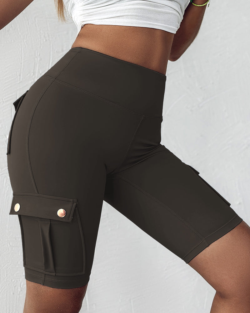 🔥High Waist Butt-Lift Biker Shorts with Pocket Flap 🔥