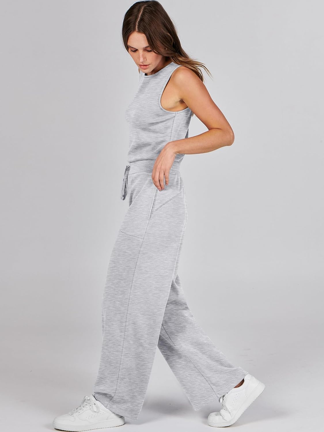 Womens Jumpsuits 2025 Casual Summer Dressy Romper Sleeveless Wide Leg Long Pants Outfits Fashion Travel Clothes