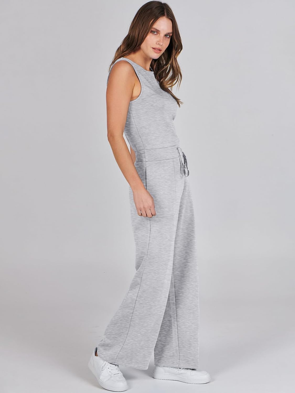 Womens Jumpsuits 2025 Casual Summer Dressy Romper Sleeveless Wide Leg Long Pants Outfits Fashion Travel Clothes