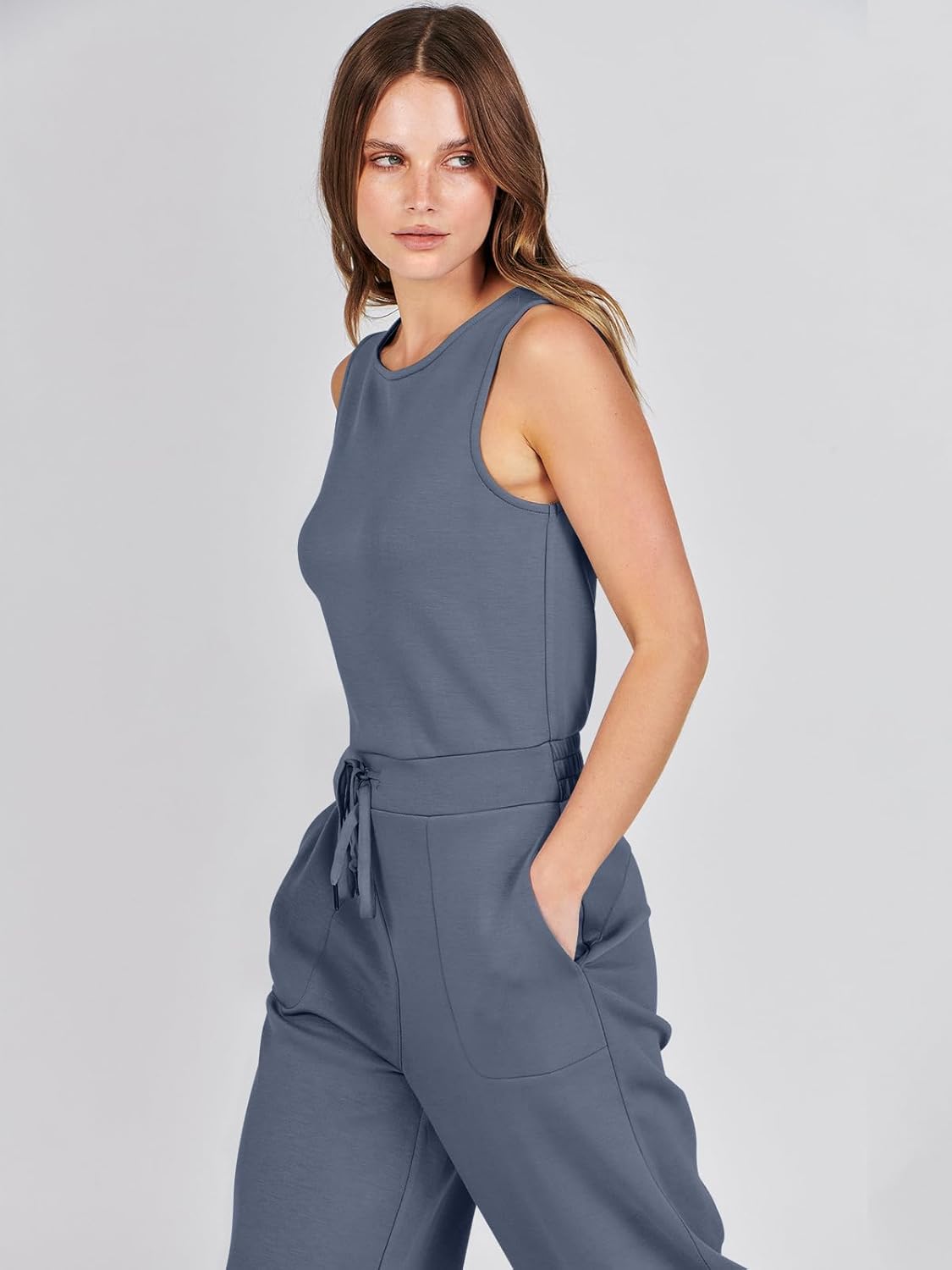 Womens Jumpsuits 2025 Casual Summer Dressy Romper Sleeveless Wide Leg Long Pants Outfits Fashion Travel Clothes