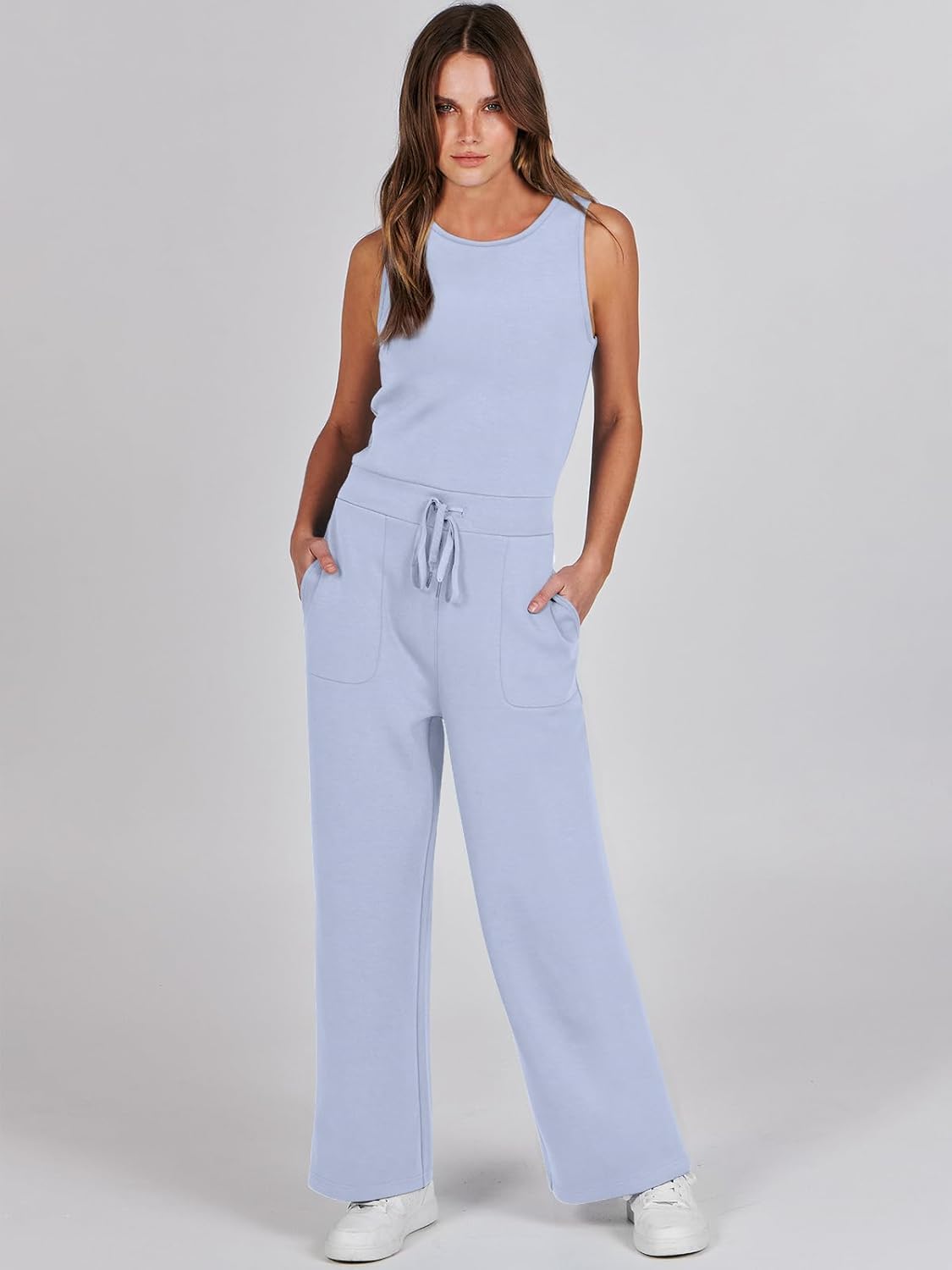 Womens Jumpsuits 2025 Casual Summer Dressy Romper Sleeveless Wide Leg Long Pants Outfits Fashion Travel Clothes